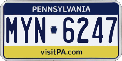 PA license plate MYN6247