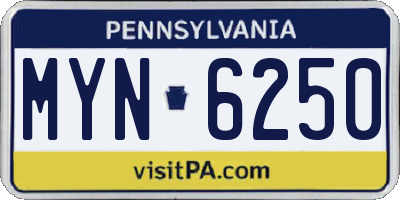PA license plate MYN6250