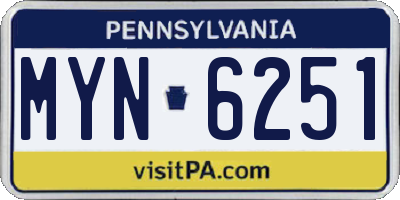 PA license plate MYN6251