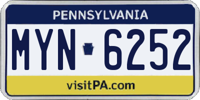 PA license plate MYN6252