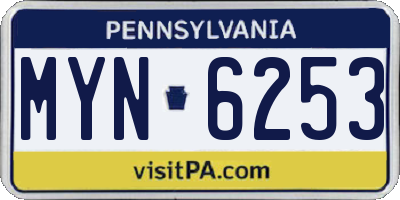 PA license plate MYN6253