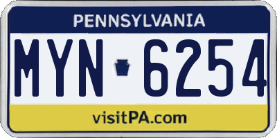 PA license plate MYN6254