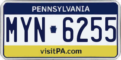 PA license plate MYN6255