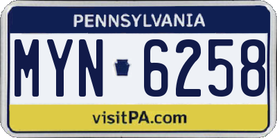 PA license plate MYN6258