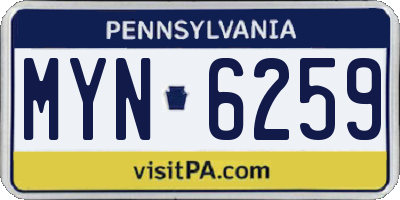PA license plate MYN6259