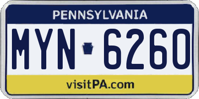 PA license plate MYN6260