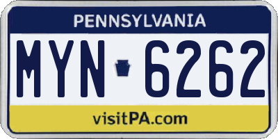 PA license plate MYN6262