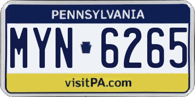 PA license plate MYN6265