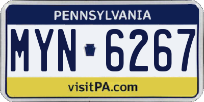 PA license plate MYN6267