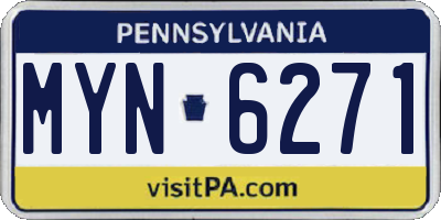 PA license plate MYN6271