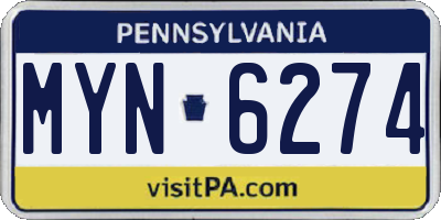 PA license plate MYN6274