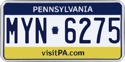 PA license plate MYN6275