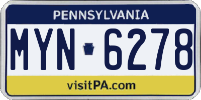 PA license plate MYN6278