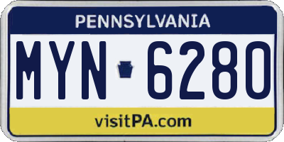 PA license plate MYN6280