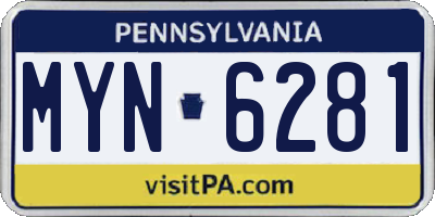 PA license plate MYN6281