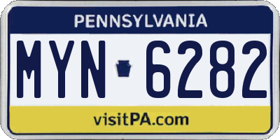 PA license plate MYN6282
