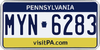 PA license plate MYN6283