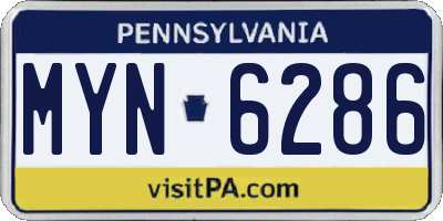 PA license plate MYN6286