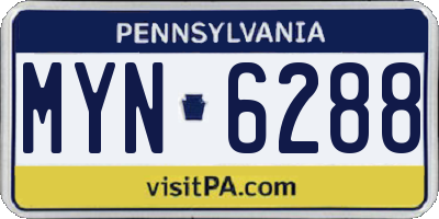 PA license plate MYN6288