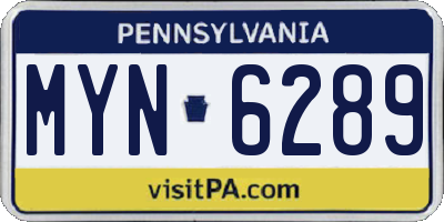 PA license plate MYN6289