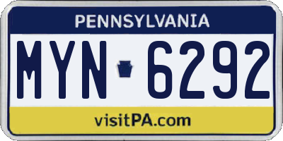 PA license plate MYN6292
