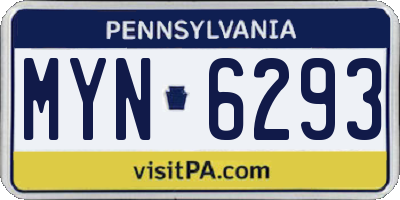 PA license plate MYN6293