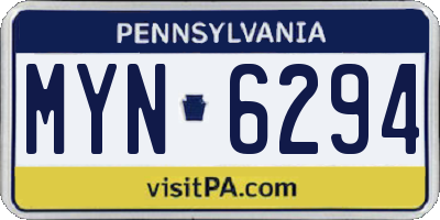 PA license plate MYN6294