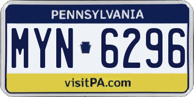 PA license plate MYN6296