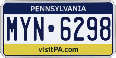 PA license plate MYN6298