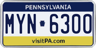 PA license plate MYN6300