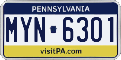 PA license plate MYN6301