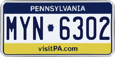 PA license plate MYN6302