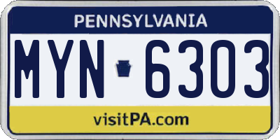 PA license plate MYN6303