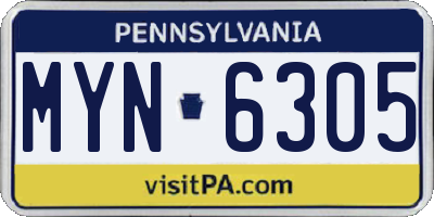 PA license plate MYN6305