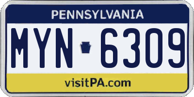 PA license plate MYN6309