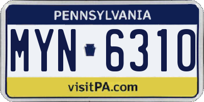 PA license plate MYN6310