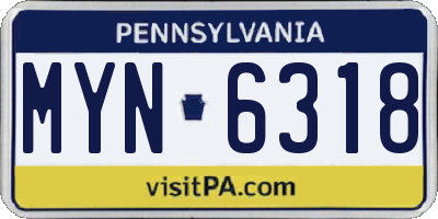 PA license plate MYN6318