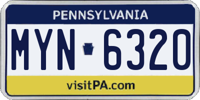 PA license plate MYN6320