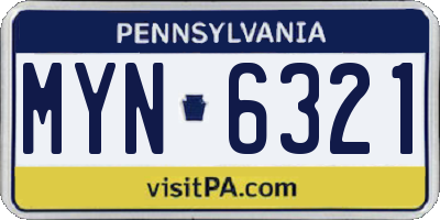 PA license plate MYN6321