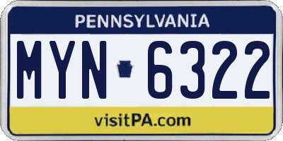 PA license plate MYN6322