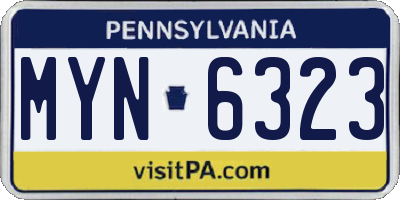 PA license plate MYN6323