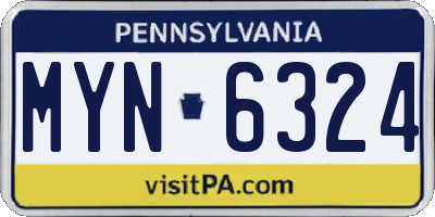 PA license plate MYN6324