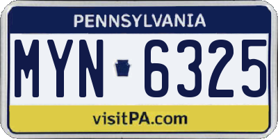 PA license plate MYN6325