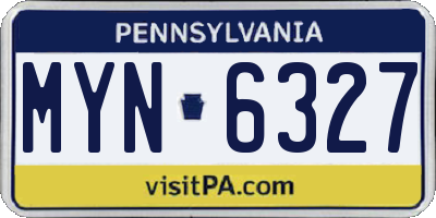 PA license plate MYN6327
