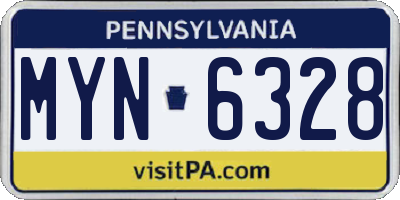 PA license plate MYN6328