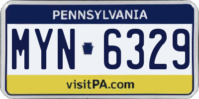 PA license plate MYN6329
