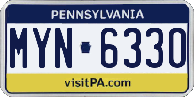 PA license plate MYN6330