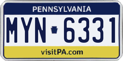 PA license plate MYN6331