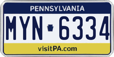 PA license plate MYN6334