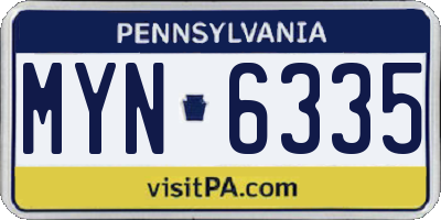 PA license plate MYN6335